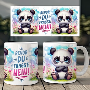 Grumpy Panda and Funny Saying German 11 oz Mug Coffee Cup Wrap Sublimation Design Digital Art Download Print Template PNG CU
