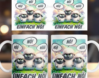 Grumpy sheep and funny saying german sheep 11 oz mug coffee cup wrap sublimation design digital art download print template PNG