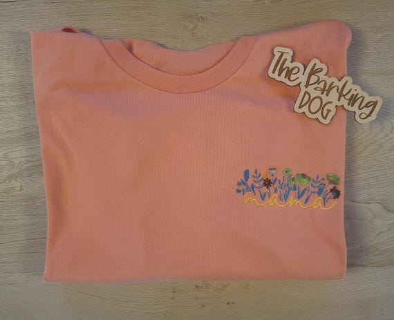 Embroidered Mama Flower Tshirt/ gift giving/mothers day