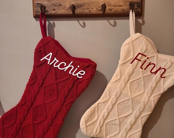 Christmas stockings, embrodiered name, red , white