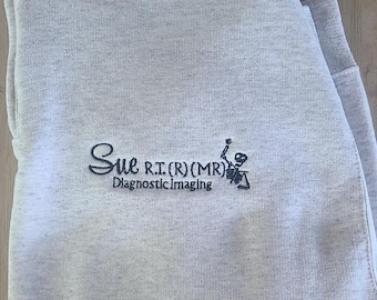 Custom Radiologic Technologist Embroidered Sweatshirt – Personalized Name & Credentials – Skeleton Design – X-Ray Tech Gift – RT(R) Crewneck
