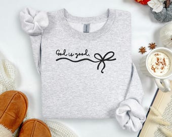 Christian Embroidered Sweatshirt – Faith Over Fear, God is Good, All for His Glory – Bible Verse, Religious Gift, Jesus Crewneck