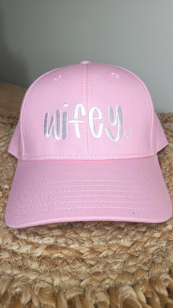 Wifey Embroidered Pink Hat | Bride Hat | Bridal Shower Gift | Wedding Day Hat | Honeymoon Baseball Cap