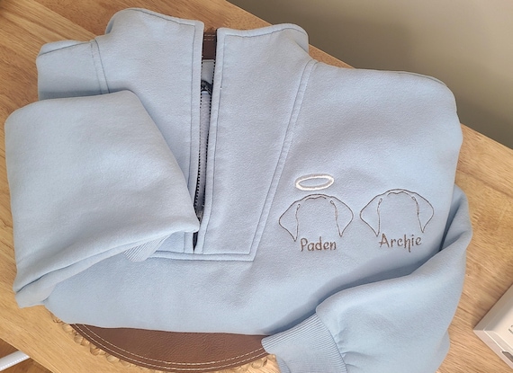 Personalized Dog Ear Embroidered Sweatshirt, Custom Pet Memorial Crewneck, Dog Mom Gift