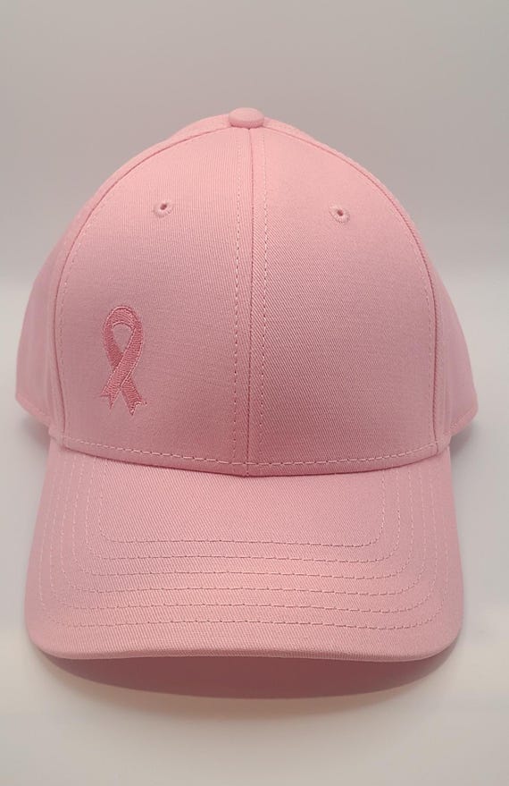 Pink Baseball Hat with Pink Ribbon, Breast Cancer Awareness Cap – Adjustable Hat – Support Gift for Fighters & Survivors, structured hat