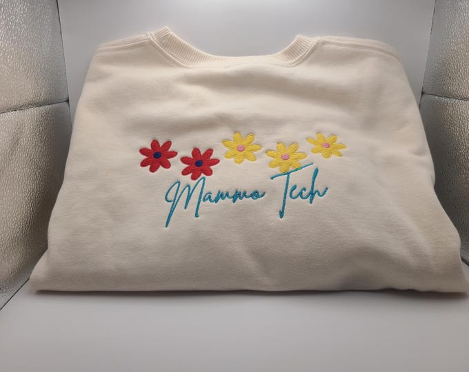 Featured listing image: mammo tech sweatshirt, embroidered healthcare apparel, xray tech gift, rad tech, radiology shirt, radiologic tech sweater healthcare gift