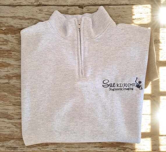 Custom Radiologic Technologist Embroidered Sweatshirt – Personalized Name & Credentials – Skeleton Design – X-Ray Tech Gift – RT(R) Crewneck