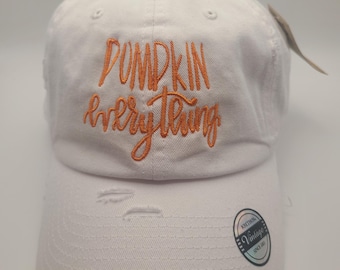 embroidered hat, custom hat order, unstructured dad hat, White pumpkin hat, amen hat, love you mean it