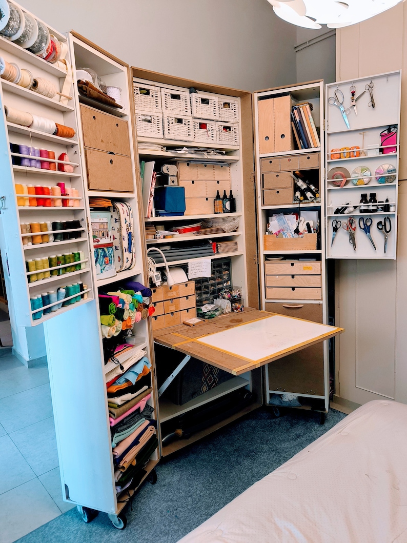 Craft Table Compact Crafting Table Base Storage Craft Supplies Storage Fold Down Craft