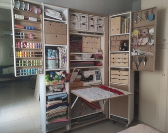 Craft table Compact Crafting table base Storage Cabinet Craft supplies storage Fold down craft table foldable desk Craft storage Cabinet