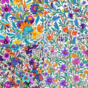 Fleurs de printemps psychédéliques répétant des motifs sans couture Pack de papier numérique vibrant pour l'impression et la conception image 3