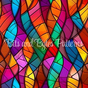 Bold and Vibrant Stained Glass Seamless Patterns Creative Color Bursts Digital Downloads for Print and Design, Colorful Background image 3