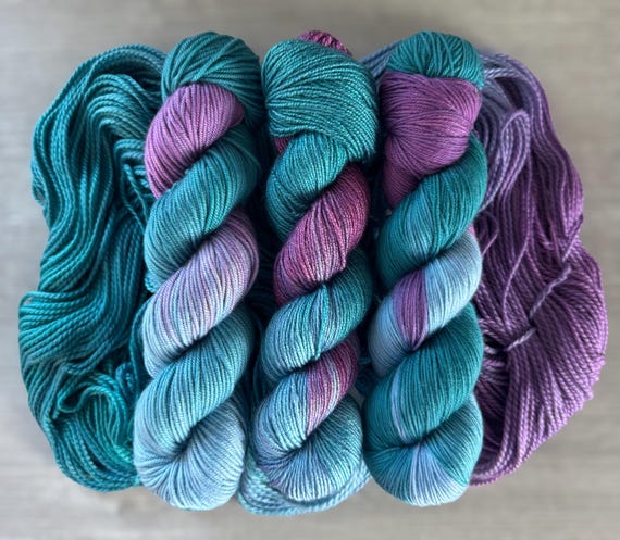 Peacock variegated hand dyed yarn tonal sock yarn fingering weight yarn super wash merino yarn DK weight silk yarn worsted weight yarn
