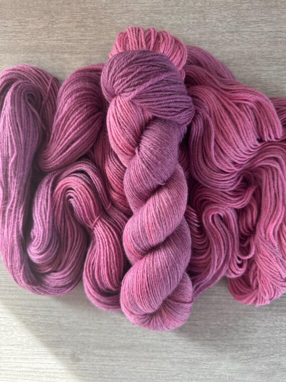 hand dyed yarn ombre gradient sock yarn fingering weight yarn  purple tonal yarn super wash merino yarn DK weight yarn for knitting crochet