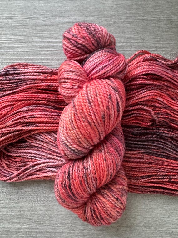 Pink Hand Dyed Yarn Peach Worsted Weight Super Wash Merino Yarn Silk Yarn Speckled Fingering Weight Yarn Silk DK Weight Yarn Knitting