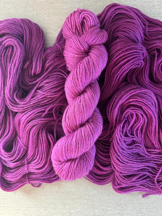 Purple semi solid yarn hand dyed yarn sock yarn fingering weight yarn super wash merino yarn DK weight silk yarn worsted weight yarn