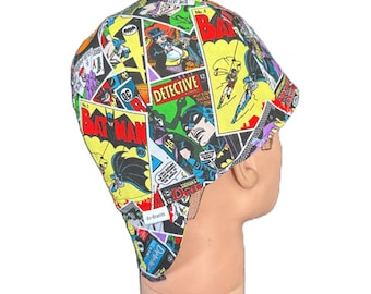 Batman Welding Cap Beanie, Welder Hat,  Skull Cap, Cotton Fabric, Reversible, Marvel, Handmade