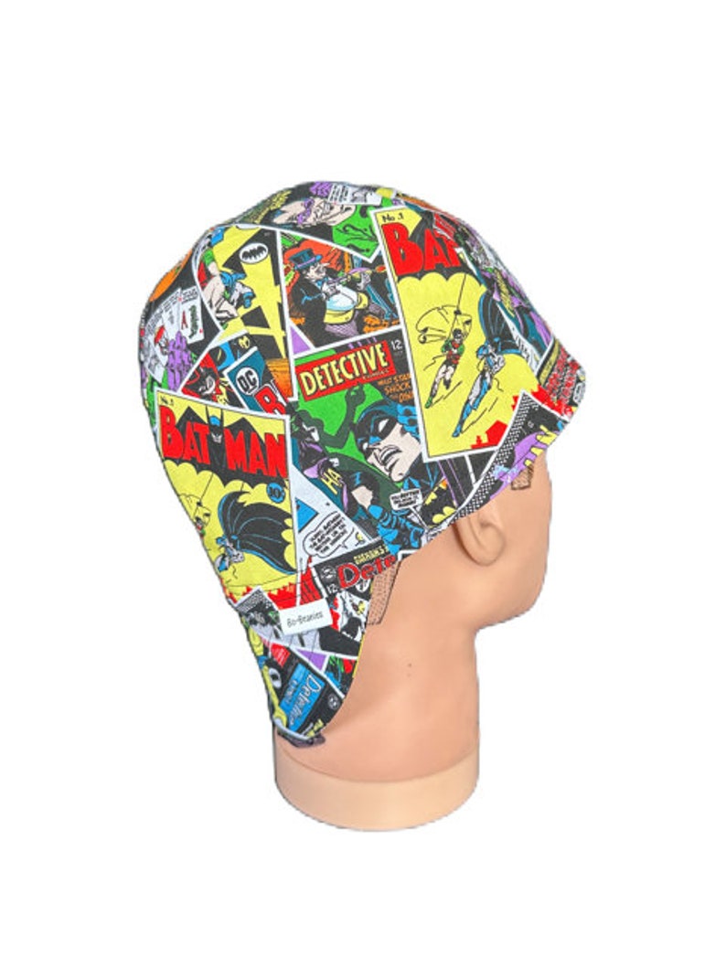 Bonnet Batman Welding, chapeau de soudeur, casquette de crâne, tissu en coton, réversible, Marvel, fait main image 1