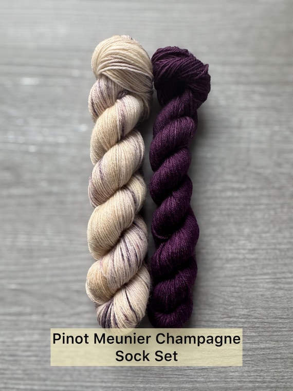 Mini Skein Hand Dyed Yarn Set Pinot Meunier Champagne Yarn 75/25 Superwash Merino and Nylon Sock Yarn Sock Set Fingering Weight Yarn