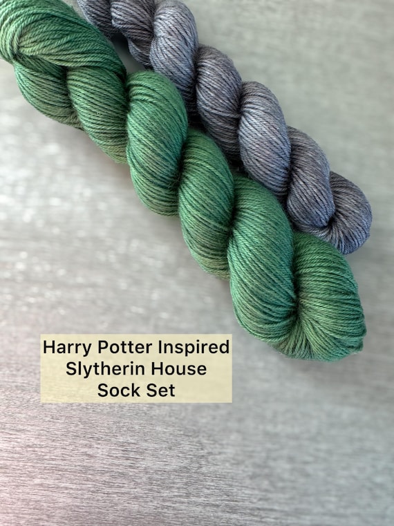 Mini Skein Yarn Set Slytherin House Harry Potter Inspired Yarn 75/25 Superwash Merino and Nylon Sock Yarn Sock Set Fingering Weight Yarn