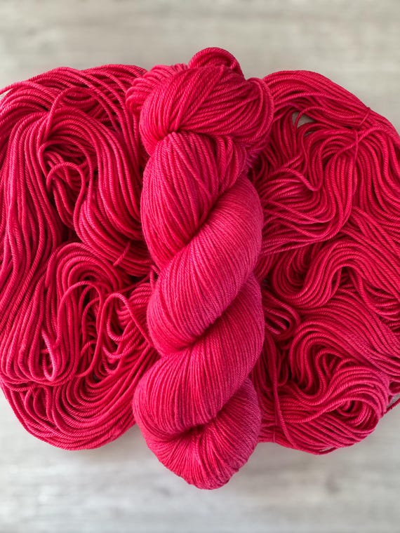 Red semi solid yarn hand dyed yarn sock yarn fingering weight yarn super wash merino yarn DK weight silk yarn worsted weight yarn