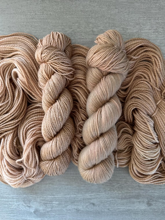 Tonal yarn hand dyed yarn sock yarn camel brown fingering weight yarn super wash merino yarn DK weight silk yarn worsted weight yarn sport