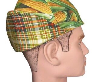 Reversible Welding Beanie: Corn & Plaid Cotton Welder Cap