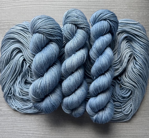 Tonal Blue Yarn Sweet Dreams hand dyed yarn sock yarn fingering weight yarn super wash merino yarn DK weight silk yarn worsted weight yarn