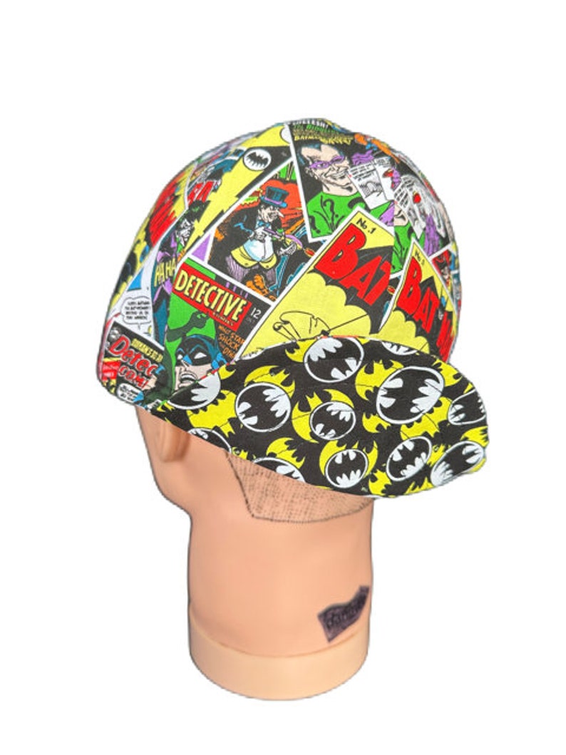 Bonnet Batman Welding, chapeau de soudeur, casquette de crâne, tissu en coton, réversible, Marvel, fait main image 4