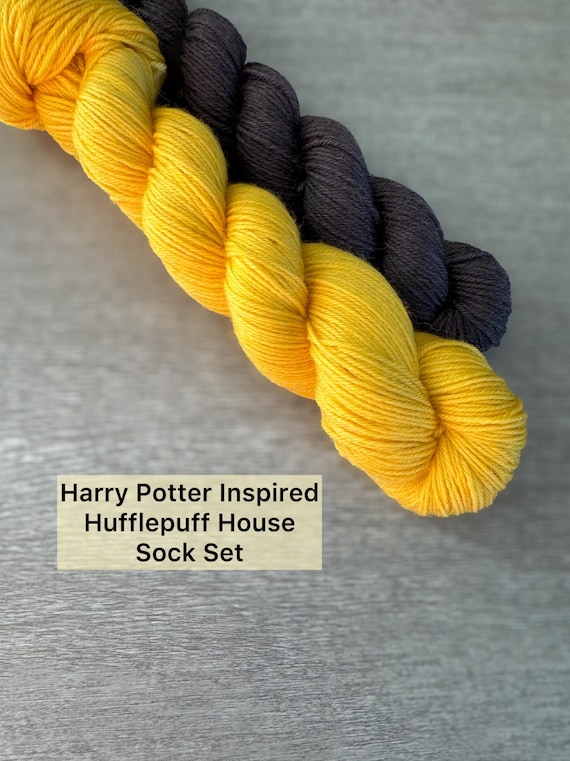Mini Skein Yarn Set Hufflepuff House Harry Potter Inspired Yarn 75/25 Superwash Merino and Nylon Sock Yarn Sock Set Fingering Weight Yarn