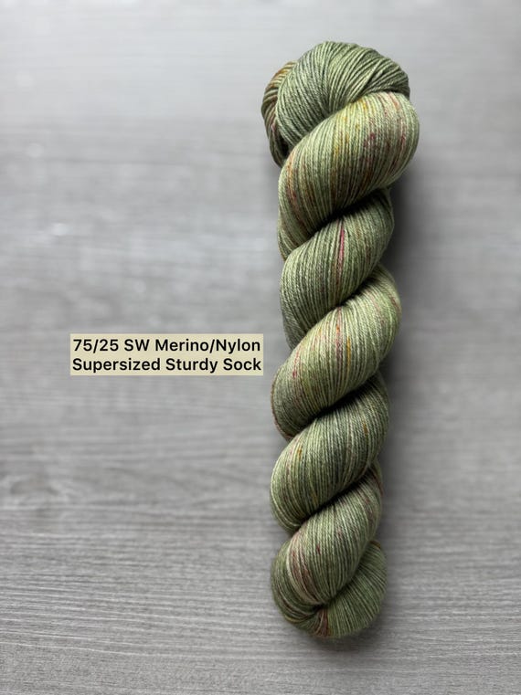 Variegated Hand Dyed Yarn Painted Turtle Supersized 150g Hank green gold red fingering weight yarn superwash merino sock yarn large skein