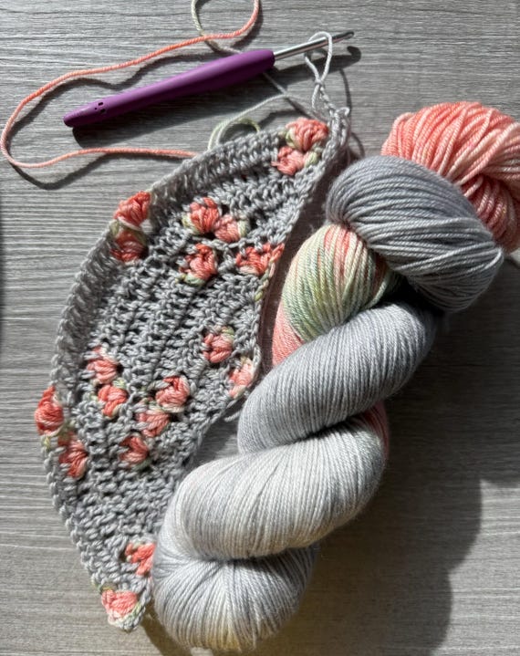 Assigned Pooling Yarn Hand Dyed Fingering Weight Yarn Super Wash Merino and Nylon Blend Stitch to Colour Gray Coral Yarn For Knitting Shawl