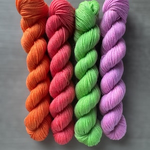 Mini skein yarn fingering weight yarn semi solid yarn you choose variety orange red green pink sock boarder yarn for knitting crochet