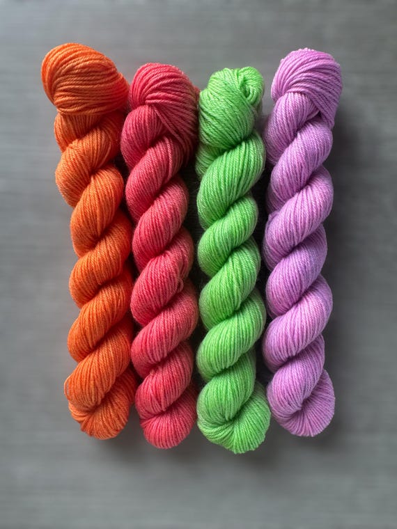 Mini skein yarn fingering weight yarn semi solid yarn you choose variety orange red green pink sock boarder yarn for knitting crochet