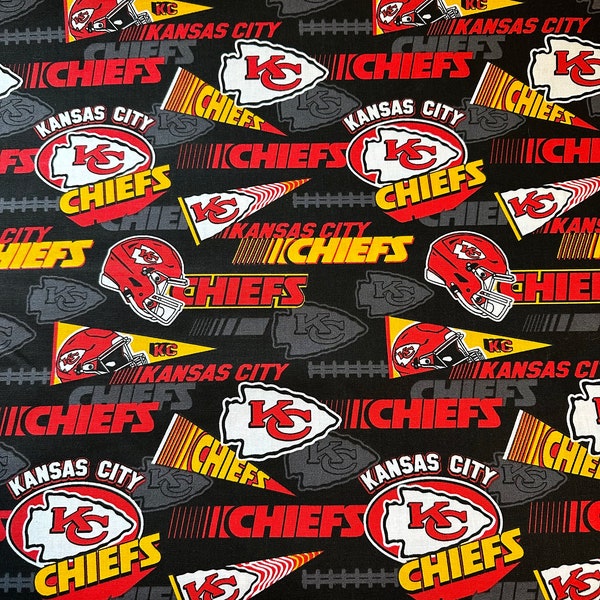 NFL Fabric, Kansas City Chiefs, Full Meter Length, Fabric By The Yard