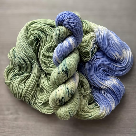 Assigned Pooling Hand Dyed Yarn Ready To Ship Skein Mock Up Yarn 80/20 Superwash Merino and Nylon Sock Yarn Fingering Weight Yarn OOAK