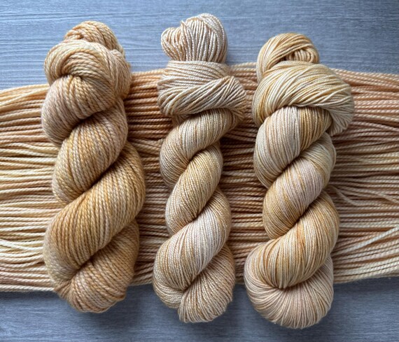 hand dyed yarn tonal wheat sock yarn fingering weight yarn super wash merino yarn DK weight silk yarn worsted weight yarn for knitting