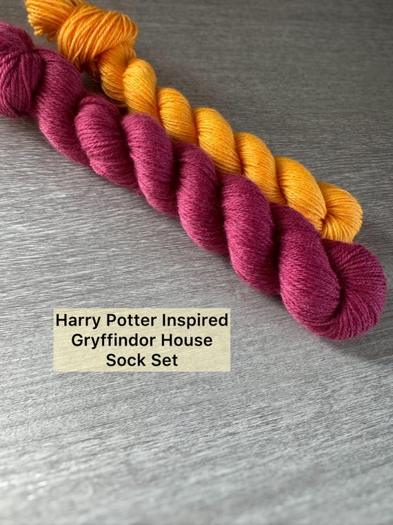 Mini Skein Yarn Set Gryffindor House Harry Potter Inspired Yarn 75/25 Superwash Merino and Nylon Sock Yarn Sock Set Fingering Weight Yarn