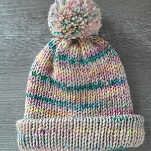 Childs Knitted Beanie Hat, Baby Alpaca Yarn, Superwash Merino, 2 Sizes, Pom Pom Optional, Toddler Winter Toque, Soft Natural Fiber Yarn
