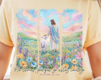 No Temas Porque Yo Estoy Contigo PNG, Easter Wildflower PNG, Spanish Bible Quote, Brushstroke Aesthetic Jesus PNG, Christian Shirt Design