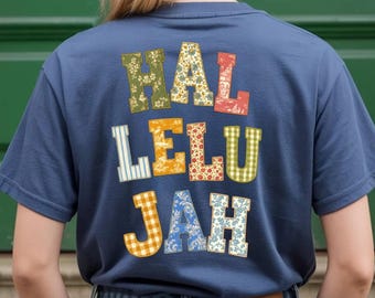 Hallelujah PNG, Faux Applique PNG, Christian Faith Shirt Graphic, Bible Typography, Fall Patchwork PNG (Digital Download)