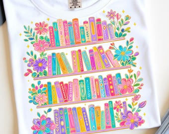 Bookshelf PNG, Book Lover Shirt Design, Bookish Graphic, Library PNG, Bookworm PNG, Girly Reading Club Digital Print (Digital Download)