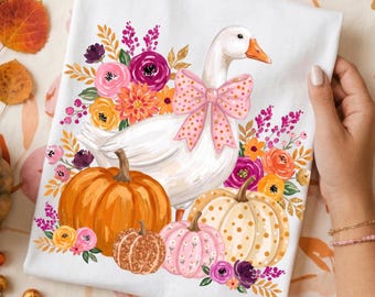 Trendy Fall Silly Goose PNG, Coquette Pumpkins Shirt Design, Preppy Halloween PNG, Girly Autumn PNG, Preppy Spooky Season Sublimation