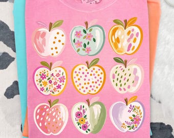 Preppy Apple PNG, Teacher Apple Clipart, Neon Apple PNG, Back to School Design, Teacher Shirt Sublimation, School Clipart (Digital Download)