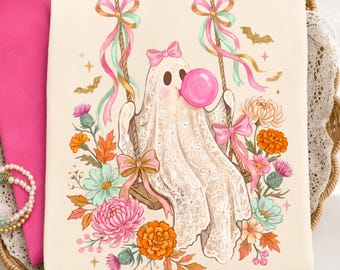 Lace Ghost PNG, Coquette Halloween Shirt Design, Girly Lacey Ghost PNG, Preppy Spooky Season Sublimation, Fall T-shirt Graphic