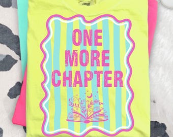 Coquette Stripes One More Chapter, Preppy Pink Blue Stripes Bookworm PNG, Bookish Shirt Design, Trendy Reading Reading Club PNG, Book Lovers