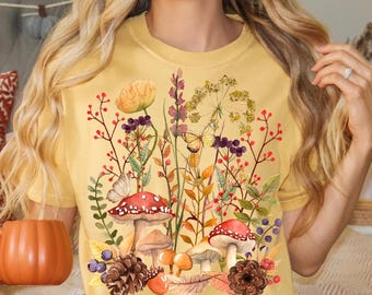 Boho Blumen Herbst PNG, Aquarell Herbst PNG, Herbst Vibes PNG, Fairycore Grafik Download, Cottagecore T-Shirt Design, Wildblumen T-Shirt PNG