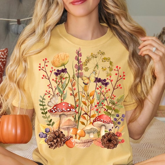 Boho Floral Fall PNG, Watercolor Fall PNG, Autumn Vibes PNG, Fairycore Graphic Download, Cottagecore Tshirt Design, Wildflower T-Shirt Png