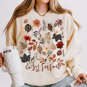 Boho Floral automne PNG, aquarelle automne PNG, automne Vibes PNG, sublimation de saison confortable, conception de tshirt Cottagecore, t-shirt fleurs sauvages Png