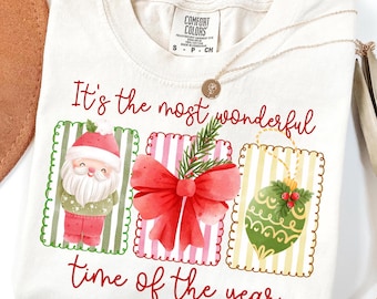 It's The Most Wonderful Time Of The Year PNG, Santa Claus PNG, Christmas Clipart, Christmas Coquette Bow PNG, Christmas T-shirt Design